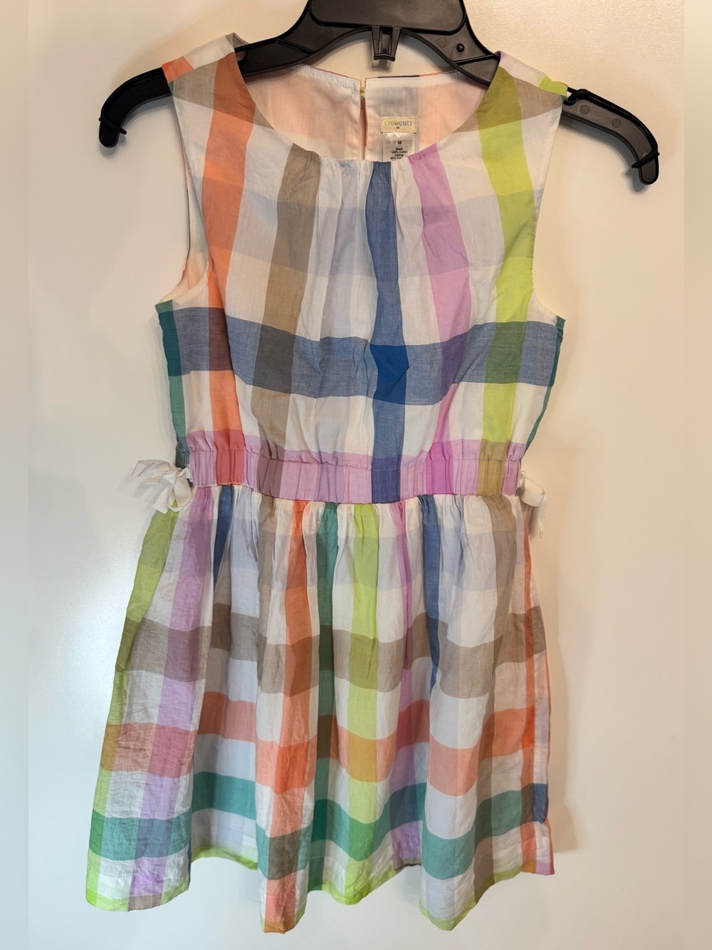 Crewcuts Rainbow Plaid Dress Girls Size 10 Pastel Cotton Spring